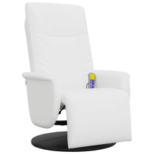 vidaXL Massagesessel mit Fußteil Weiß Kunstleder