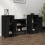 VidaXL vidaXL 2x Solid Wood Pine Sideboards Black Wooden Home Organiser Cupboard 5