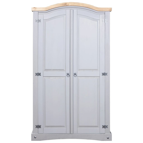 VidaXL vidaXL Wardrobe Mexican Pine Corona Range 2 Doors Grey Clothes Cabinet Closet 1