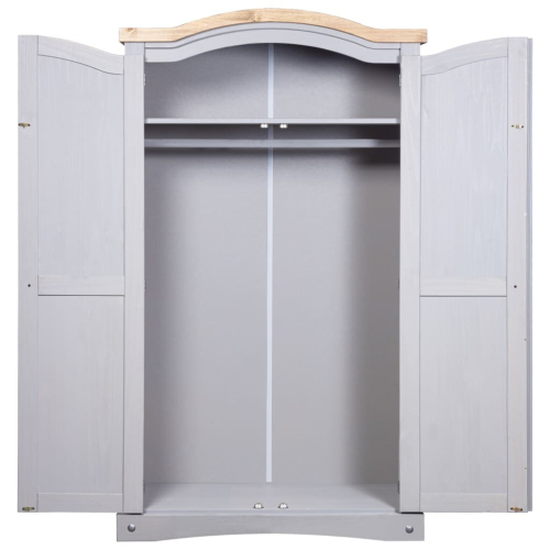VidaXL vidaXL Wardrobe Mexican Pine Corona Range 2 Doors Grey Clothes Cabinet Closet 2
