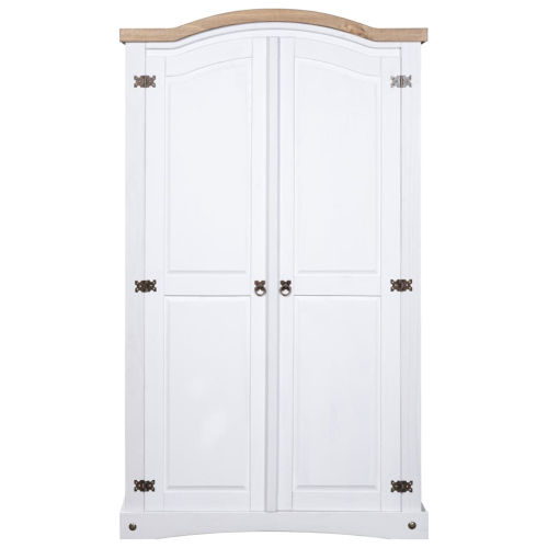 VidaXL vidaXL Wardrobe Mexican Pine Corona Range 2 Doors White Clothes Cabinet Closet 1