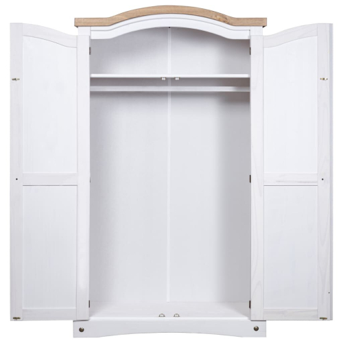 VidaXL vidaXL Wardrobe Mexican Pine Corona Range 2 Doors White Clothes Cabinet Closet 2