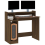 VidaXL (Brown oak) vidaXL Desk with LED Lights Computer Table Study Writing Desk Engineered Wood 8