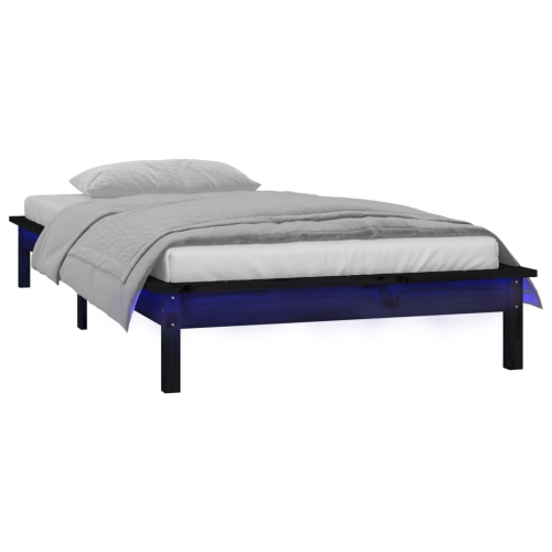 VidaXL (black, 75 x 190 cm) vidaXL Solid Wood LED Bed Frame Home Bedstead Platform Bed Multi Colours/Sizes 2