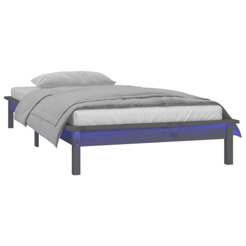 VidaXL (grey, 90 x 190 cm) vidaXL Solid Wood LED Bed Frame Home Bedstead Platform Bed Multi Colours/Sizes 2