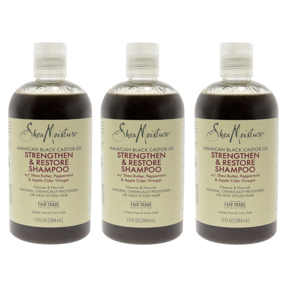 Jamaican Black Castor Oil Strengthen and Restore Shampoo by Shea Moisture for Unisex - 13 oz Shampoo - Pack of 3