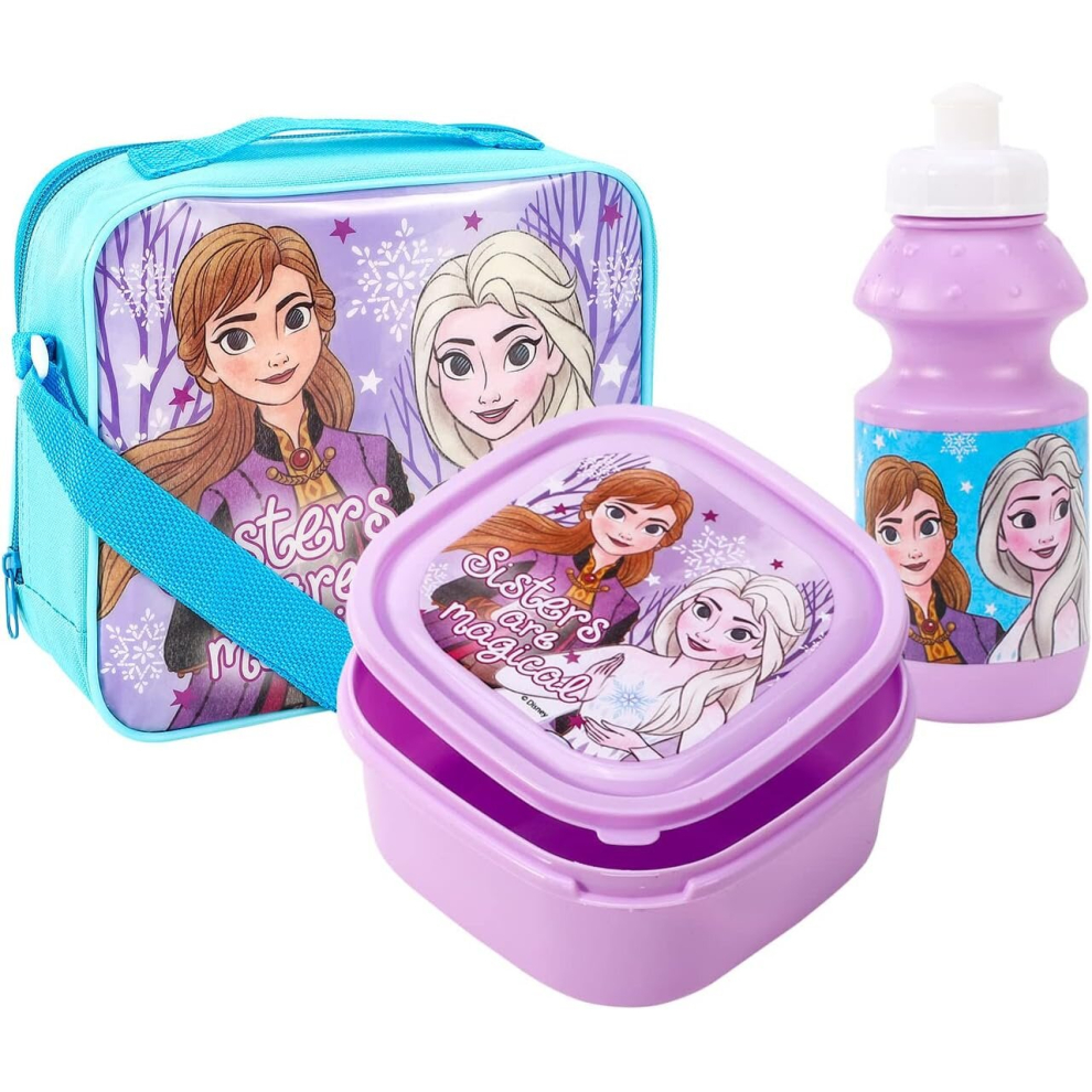 Frozen 3 Piece Lunch Bag, Sandwich Box & Bottle Set Childrens Insulated Character Bags