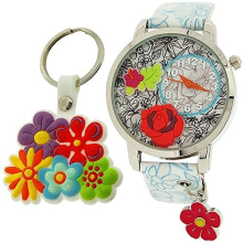 Time Design girls 3D Design Dial Analgoue Watch charm & Keyring gift Set TDX4526