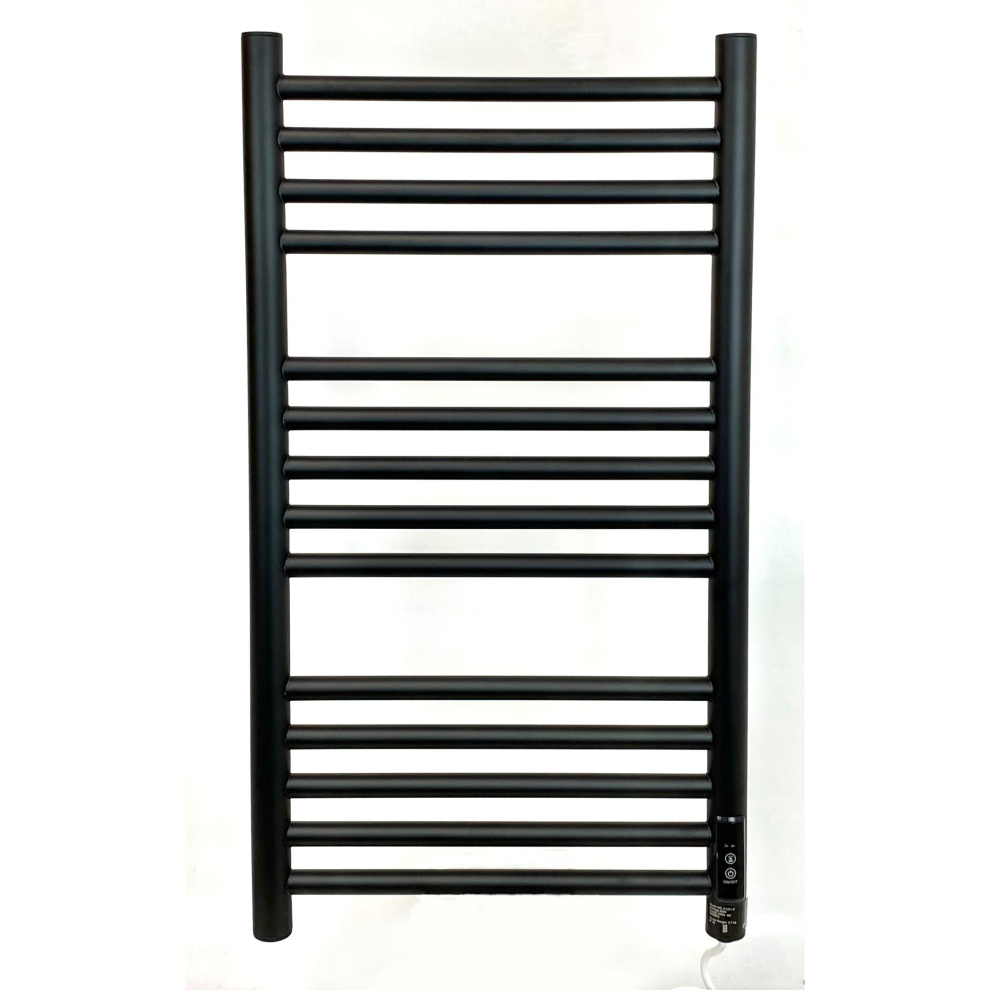 (400mm) Belfast Black Dry Electric Stainless Steel Towel Rails - 720mm High