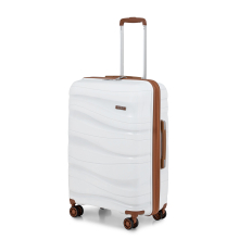 (Cream, 28 inch) One Or Four Pieces Lightweight PP Hard Shell Suitcase With TSA Lock