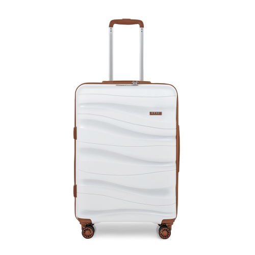 (Cream, 28 inch) One Or Four Pieces Lightweight PP Hard Shell Suitcase With TSA Lock 1