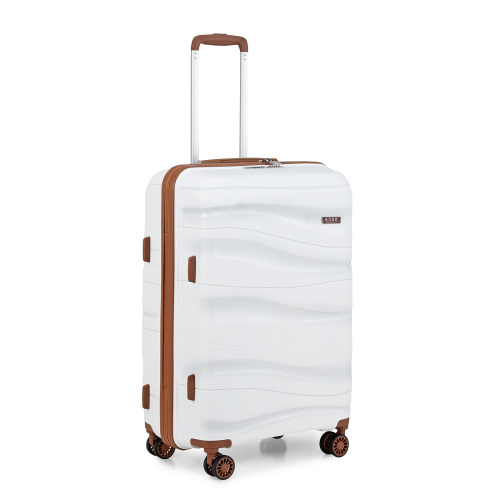 (Cream, 28 inch) One Or Four Pieces Lightweight PP Hard Shell Suitcase With TSA Lock 2