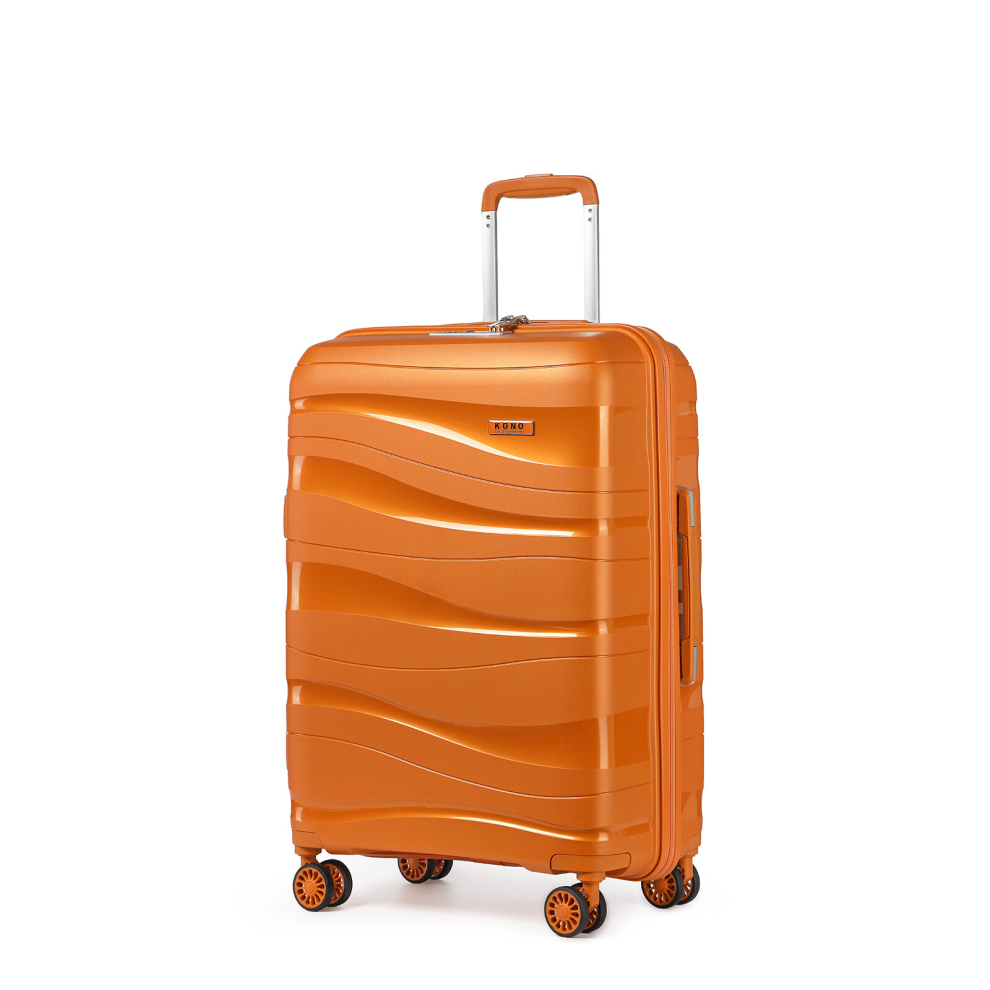 (Orange, 24 inch) KONO One Or Four Pieces Lightweight PP Hard Shell Suitcase With TSA Lock