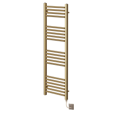 (300mm x 1200mm, No) York Flat Brushed Brass Electric Towel Rails