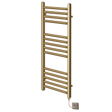 (300mm x 800mm, No) York Flat Brushed Brass Electric Towel Rails
