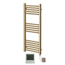 (500mm x 1000mm, Yes) York Flat Brushed Brass Electric Towel Rails