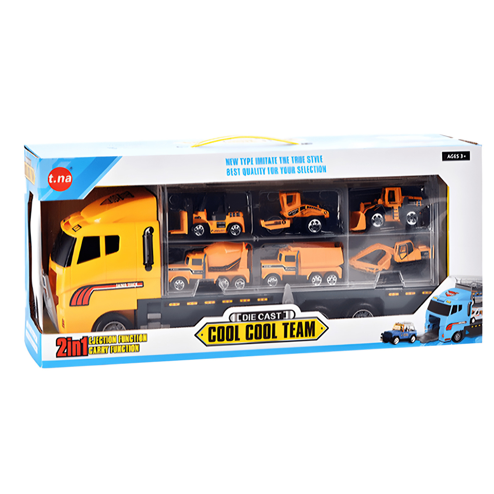 Photos - Toy Car RLS 2 in 1 Carry Vehicle Truck car with 6 construction toy vehicles