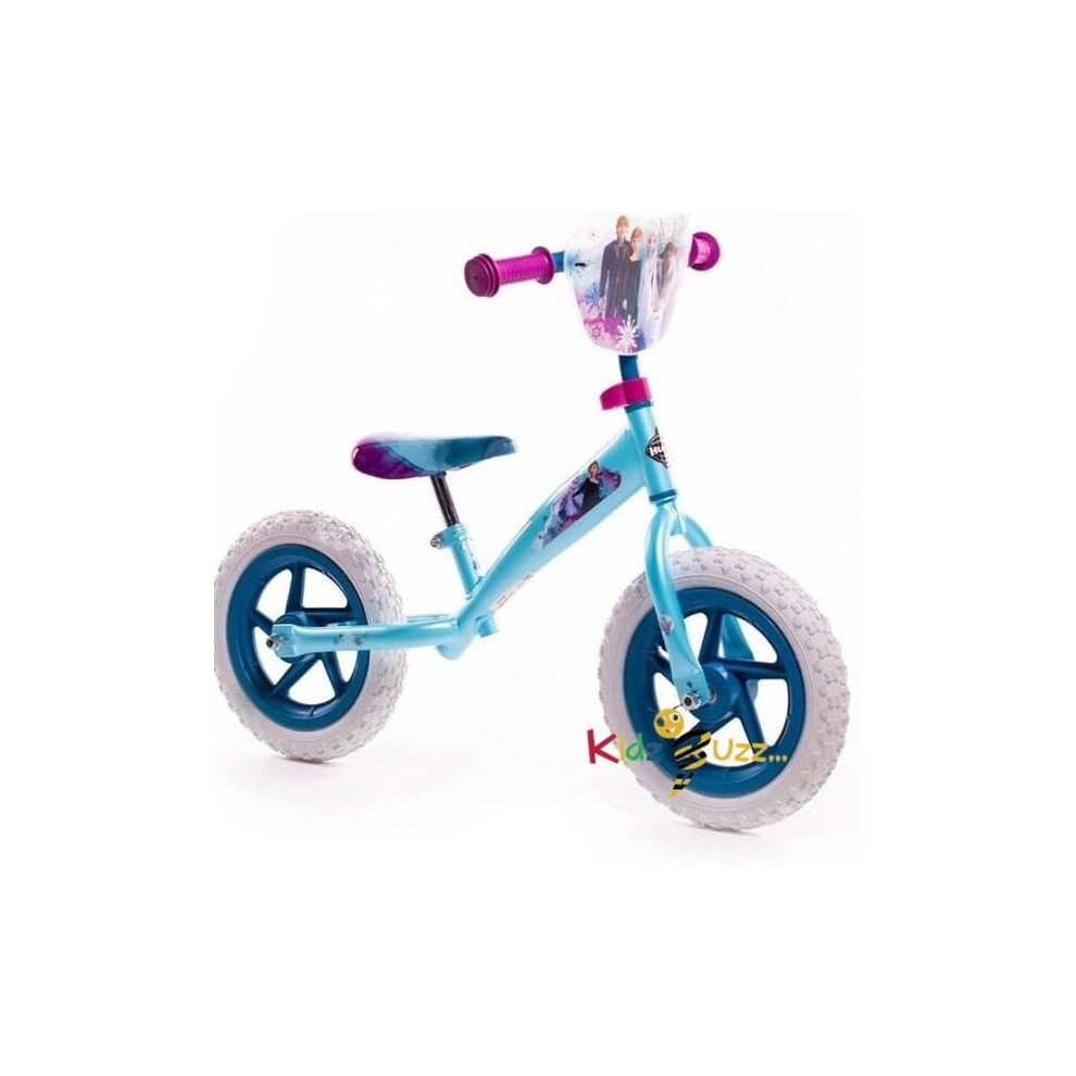 Huffy Disney Frozen 2 Kids Balance Bike 12 inch ft Anna Elsa Olaf For 3 to 5 Year Old Kids,Blue, White