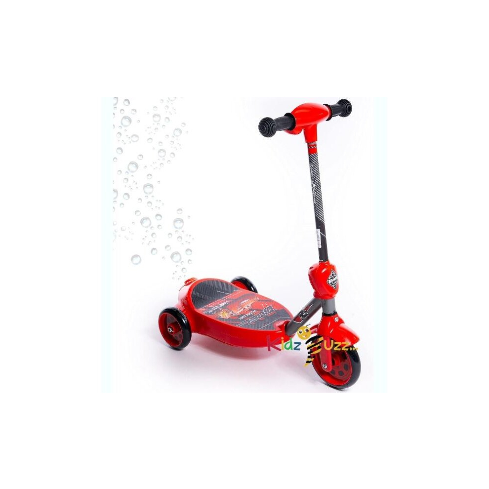 Huffy Disney Pixar Cars Bubble Electric Scooter For Kids 3-5 Years 6v Battery Toy Ride On Scooter With Bubble Machine ft Lightning McQueen, Red