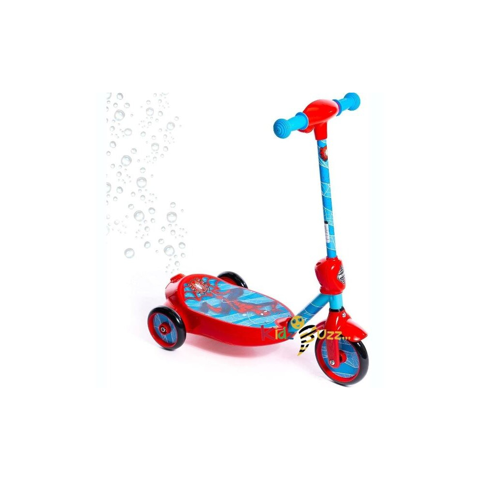 Huffy Marvel Spiderman Bubble Electric Scooter For Kids 3-5 Years 6v Battery Toy Ride On Scooter With Bubble Machine, Red