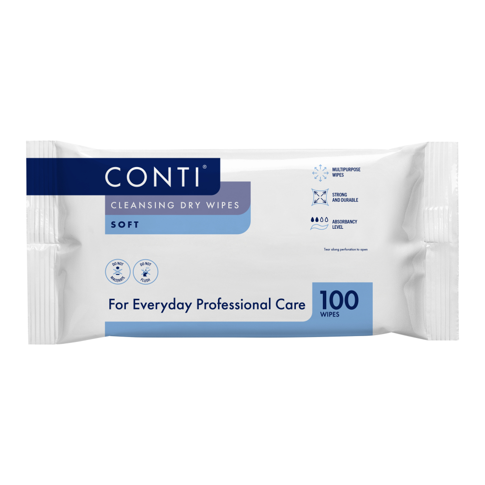 Conti Soft Large Patient Vernacare Dry Wipes CSW110 - 30 x 28 cm - 32 Pack of 100