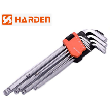 HARDEN 540609, long allen keys set 9 pcs, ball tip, strong CrV steel, 1.5-10mm