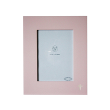 5x7 Pink Wooden Silver Latin Cross Photo Frame