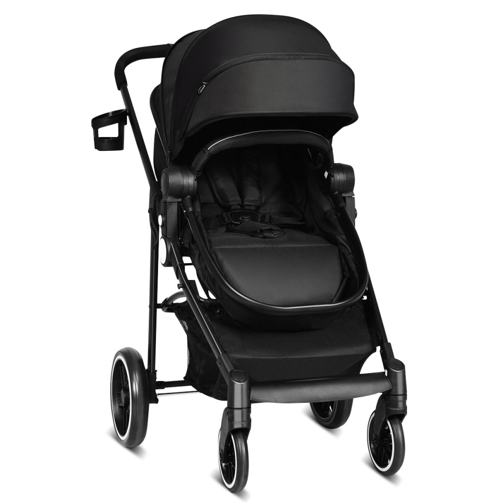 Folding Baby Pushchair 4 Wheels Stroller with Canopy & Reversible Seat