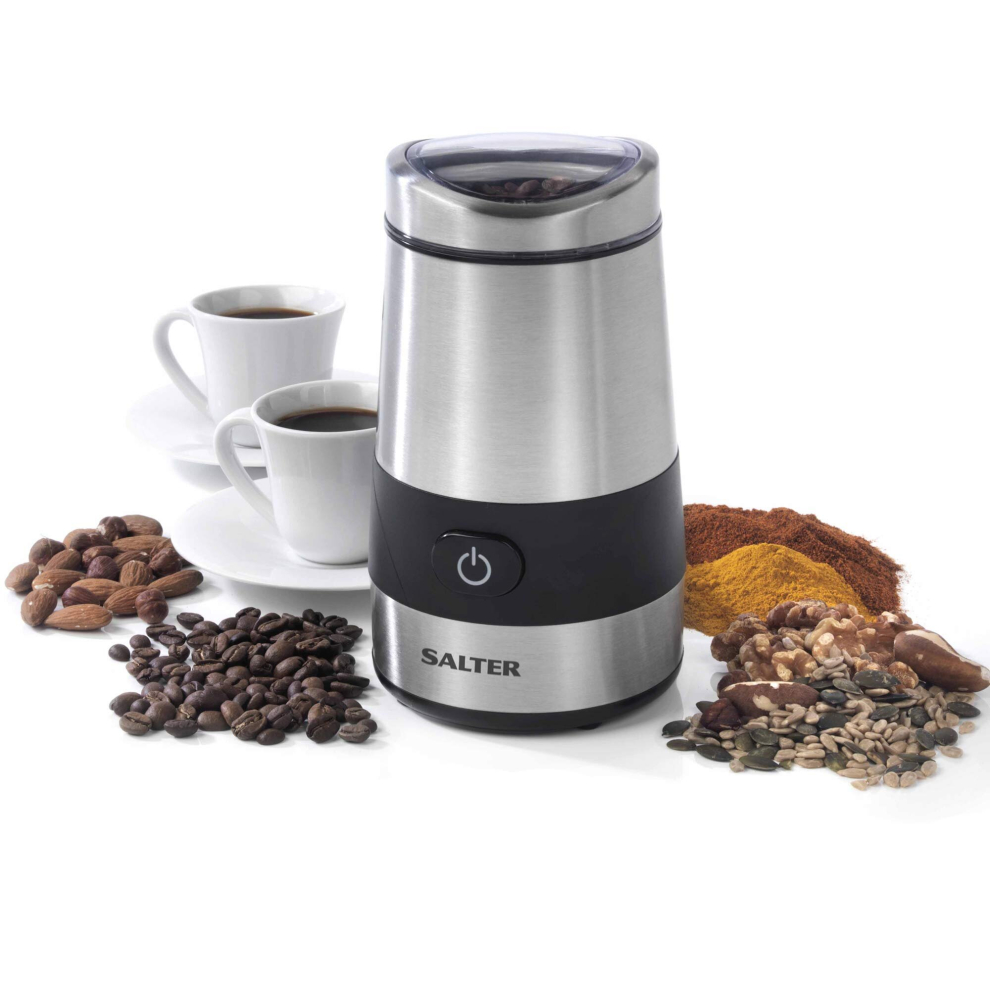 Salter EK2311 Electric Coffee & Spice Grinder  Stainless Steel Blade, 60g Coffee Bean/Dry Herb Mill, One-Touch Operation, Fast Grinding Machine For N
