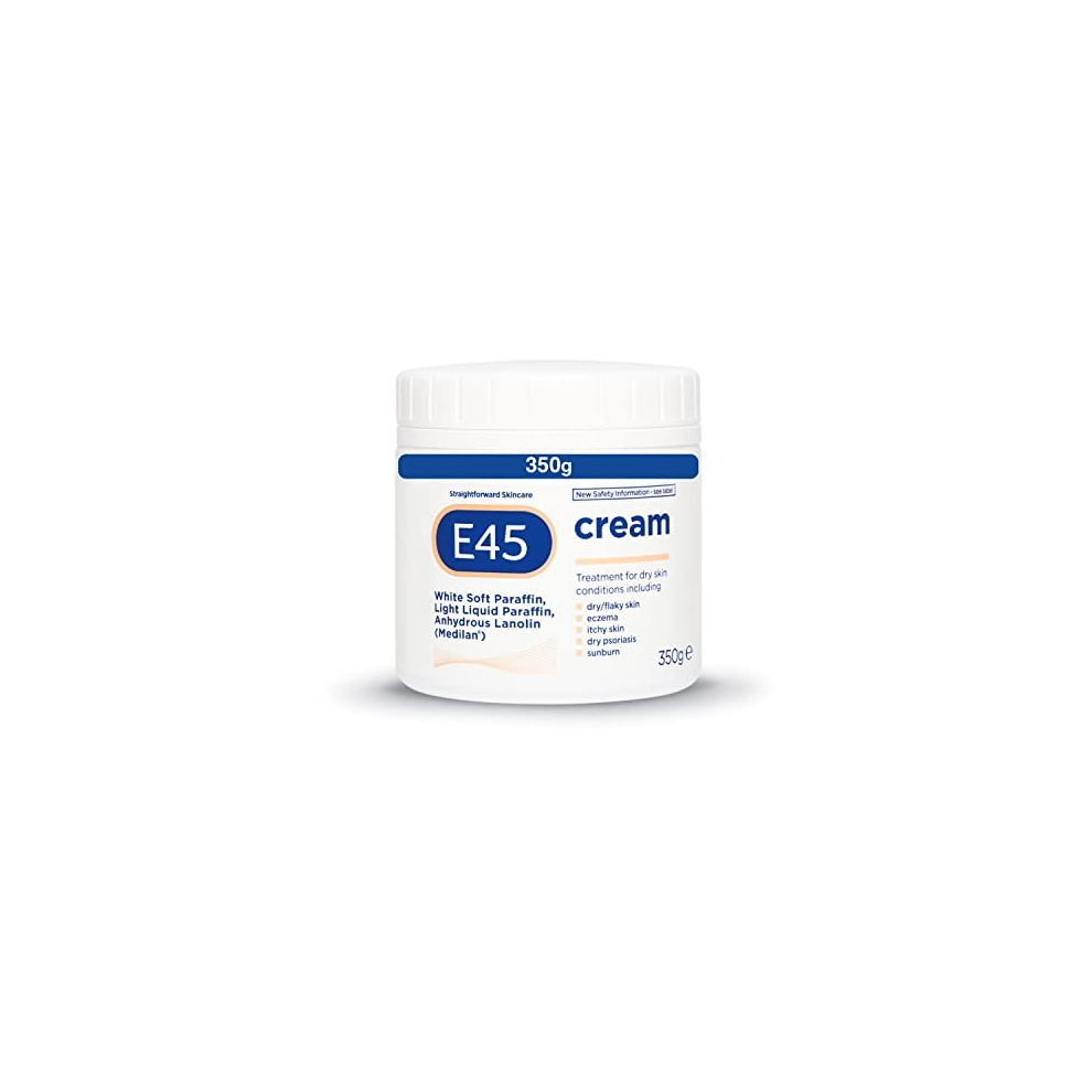 E45 Cream 350 g  E45 Cream for Dry, Irritated Skin  Moisturiser to Soothe Dry & Sensitive Skin - Dermatologically Tested Eczema Dermatitis Cream  N