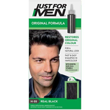 Just For Men Original Formula Real Black Hair Dye, Targets Only The Grey Hairs, Restoring The Original Colour For a Natural Look H-55 Real Black