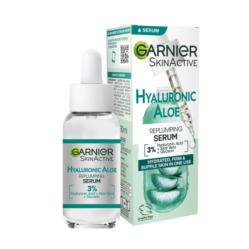 Garnier SkinActive Hyaluronic Aloe Super Serum, Replumps & Hydrates Skin Up To 10 Layers Deep, With 3% Hyaluronic Acid Aloe Vera & Glycerin, 30ml