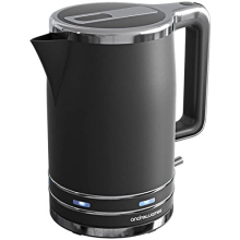 Andrew James Electric Kettle, Matte Black, Fast Boiling, Cordless, Large 1.7L Jug, 3000W, Reusable Filter, Quiet Dry Boil Protection, Modern, Compact,
