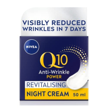 NIVEA Q10 Anti-Wrinkle Power Revitalising Night Cream (50ml), Anti-Wrinkle Face Cream with Skin Identical Q10 and Creatine, Regenerative Night Cream
