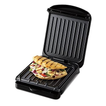 George Foreman Small Electric Fit Grill [Non stick, Healthy, Griddle, Toastie, Hot plate, Panini, BBQ, Energy saving, Vertical storage, Easy clean, Dr