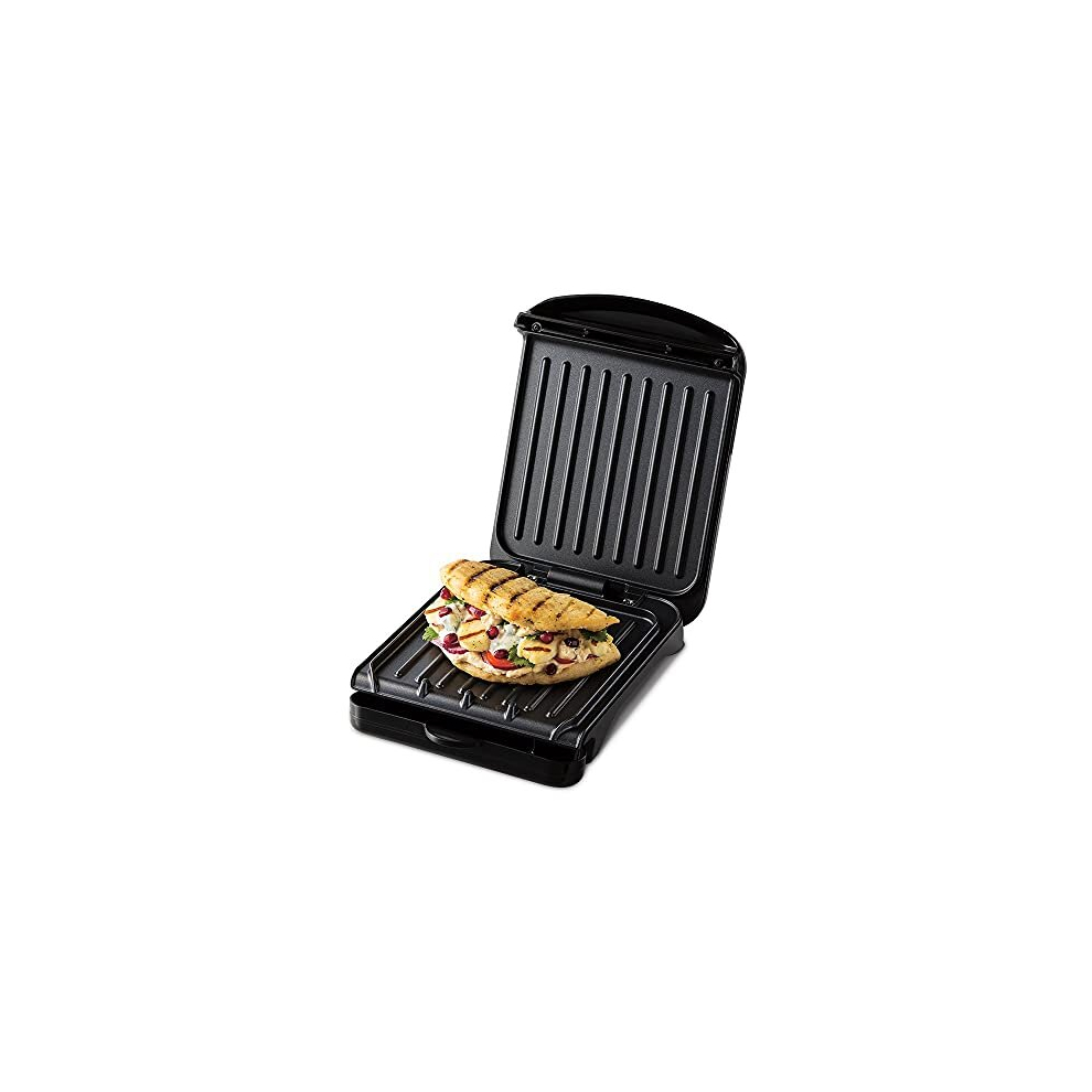 George Foreman Small Electric Fit Grill [Non stick, Healthy, Griddle, Toastie, Hot plate, Panini, BBQ, Energy saving, Vertical storage, Easy clean, Dr