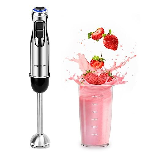 Aigostar 1000W Hand Blender with 600ml Beaker, Food Blender with 6 ...