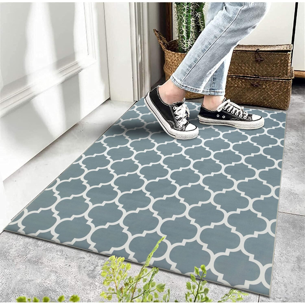 (40x60 cm, AVA- PRINTED RUG) Non Slip Rugs Printed Geometric Carpets Runner Mat