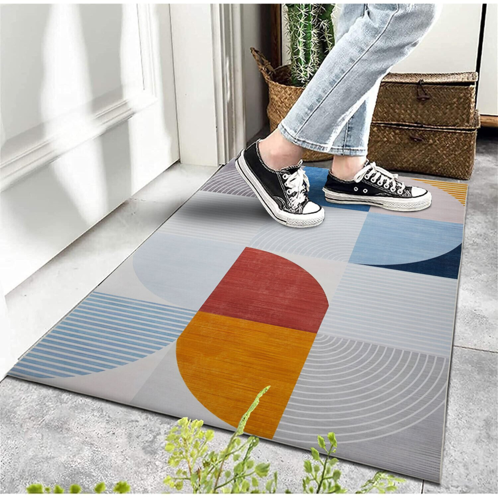 (40x60 cm, KIRA- PRINTED RUG) Non Slip Rugs Printed Geometric Carpets Runner Mat