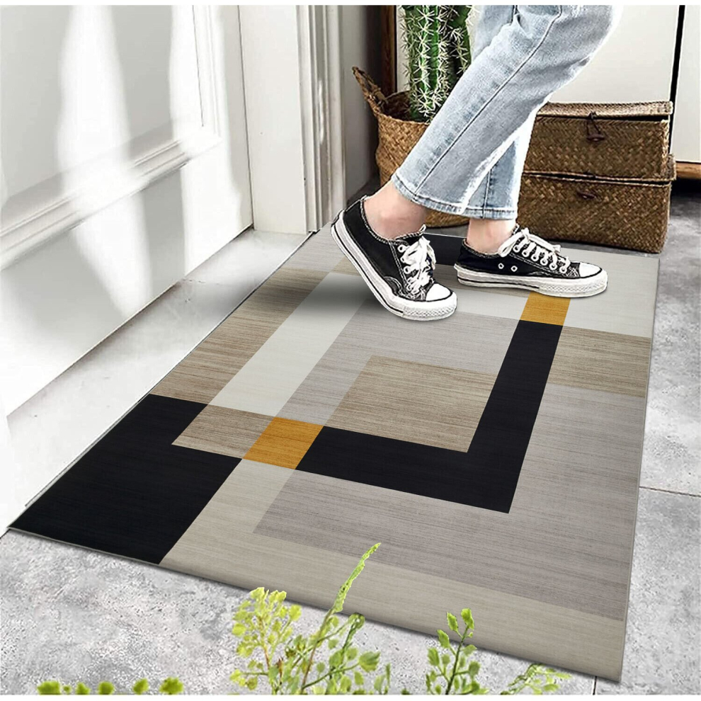 Imperial Rooms (40X60 Cm, Milo- Printed Rug) Modern Non-Slip Rugs Printed Geometric Carpet Mat Brown