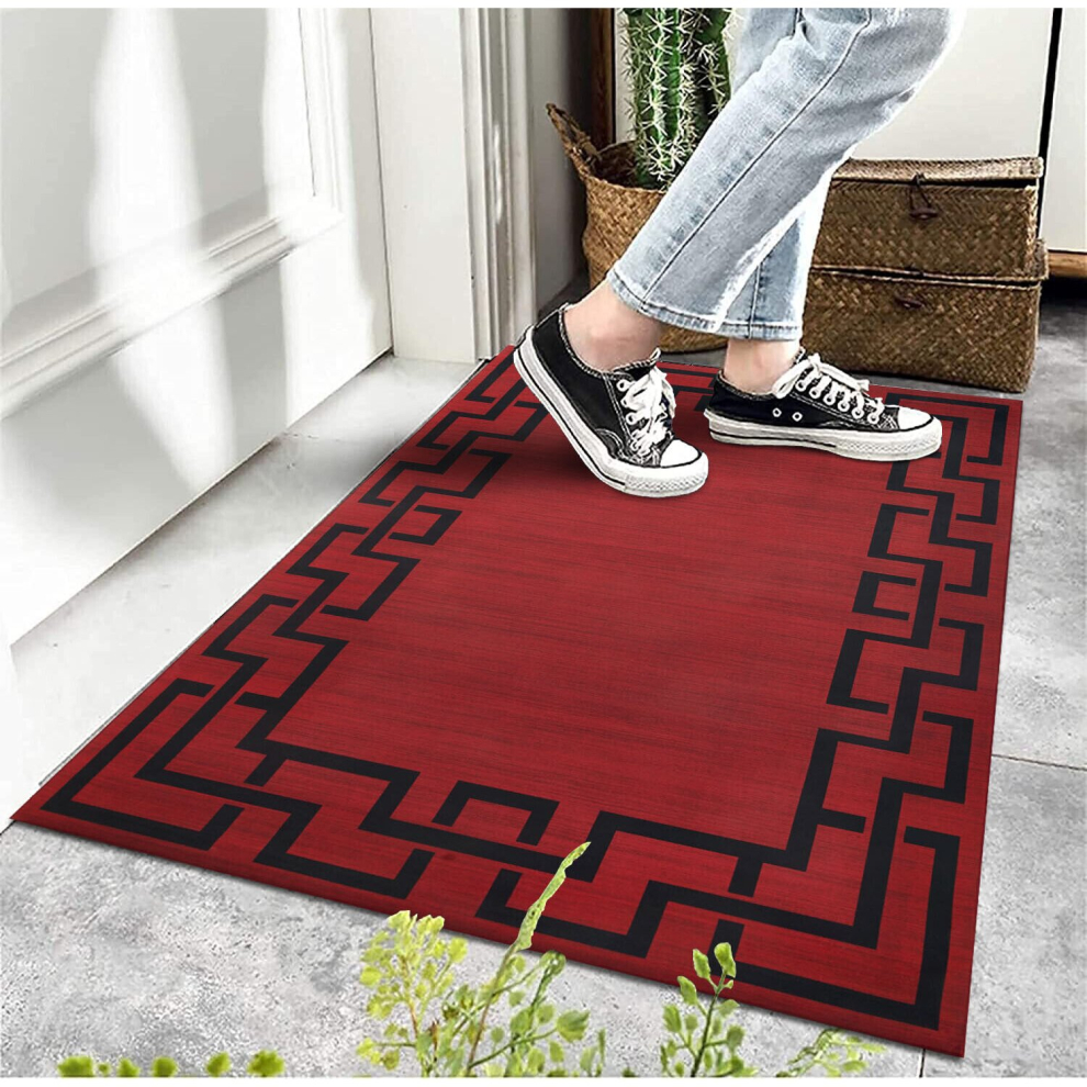 Imperial Rooms (40X60 Cm, Lexi- Printed Rug) Modern Non-Slip Rugs Printed Geometric Carpet Mat Red