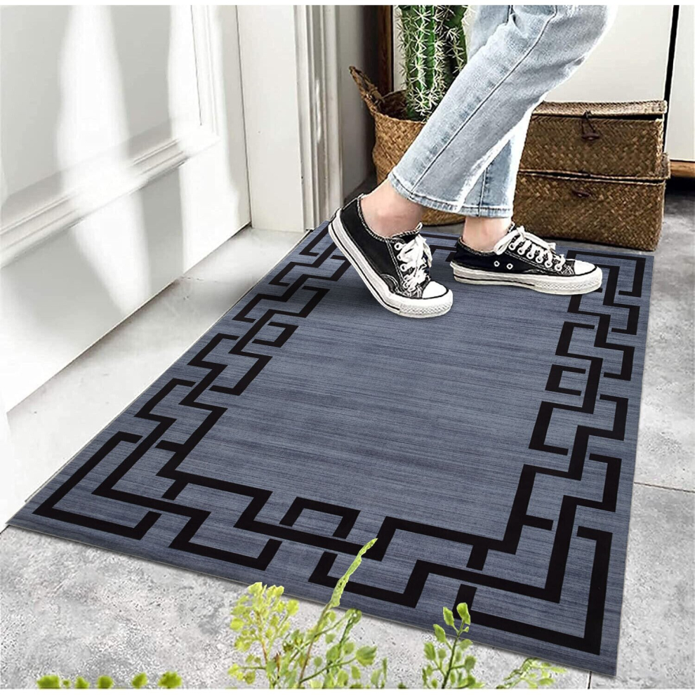 Imperial Rooms (40X60 Cm, Nico- Printed Rug) Modern Non-Slip Rugs Printed Geometric Carpet Mat Grey
