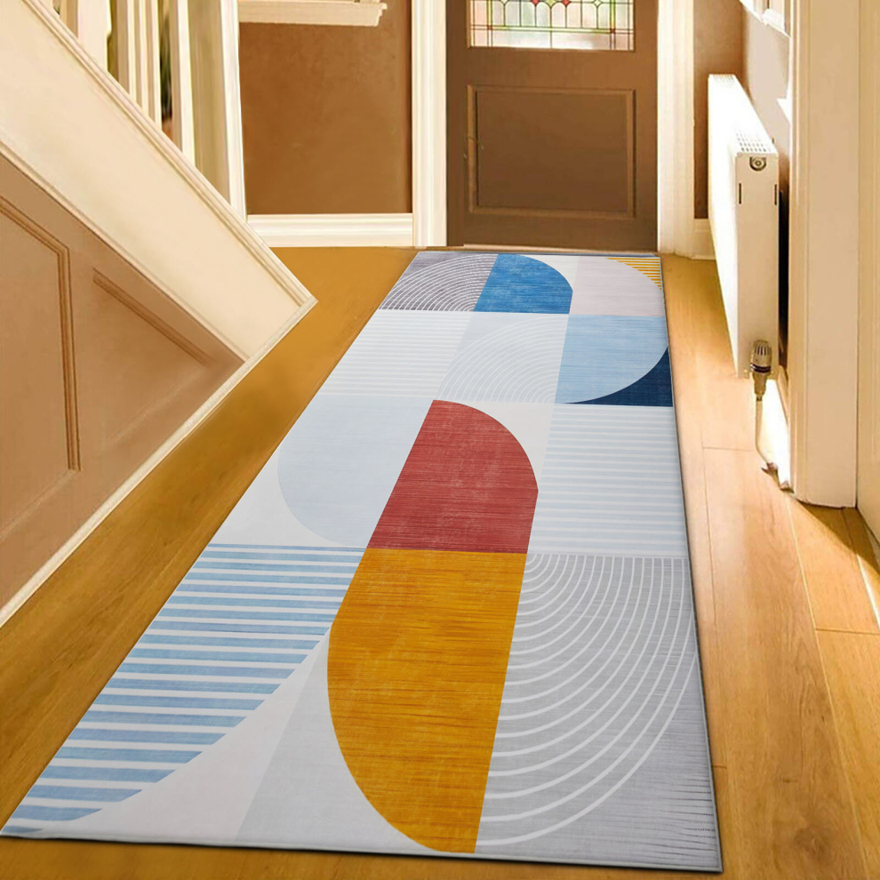 (80x150 cm, KIRA- PRINTED RUG) Non Slip Rugs Printed Geometric Carpets Runner Mat