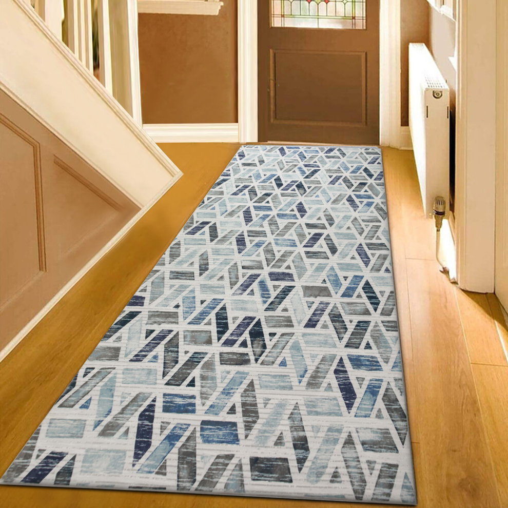 (60x220 cm, ZARA- PRINTED RUG) Non Slip Rugs Printed Geometric Carpets Runner Mat