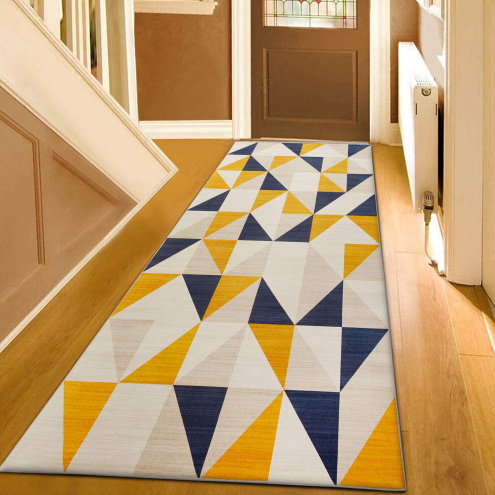 (80x150 cm, BRIO- PRINTED RUG) Non Slip Rugs Printed Geometric Carpets Runner Mat