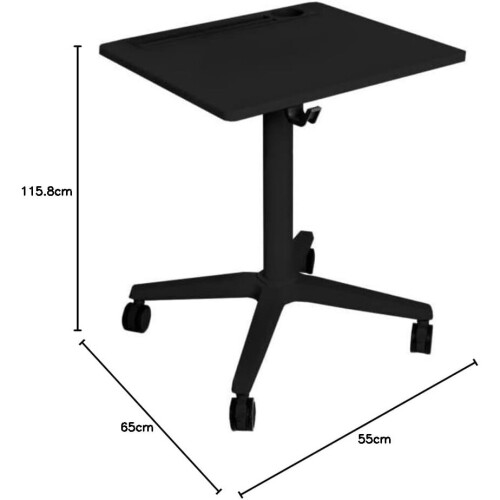 Seville Classics Air Lift Adjustable Mobile Desk with Cup Holder,Black 1