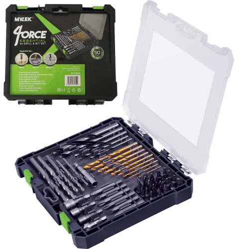 MYLEK (50-Piece) 18V VCB Cordless Drill & Drill Bit Kit 1