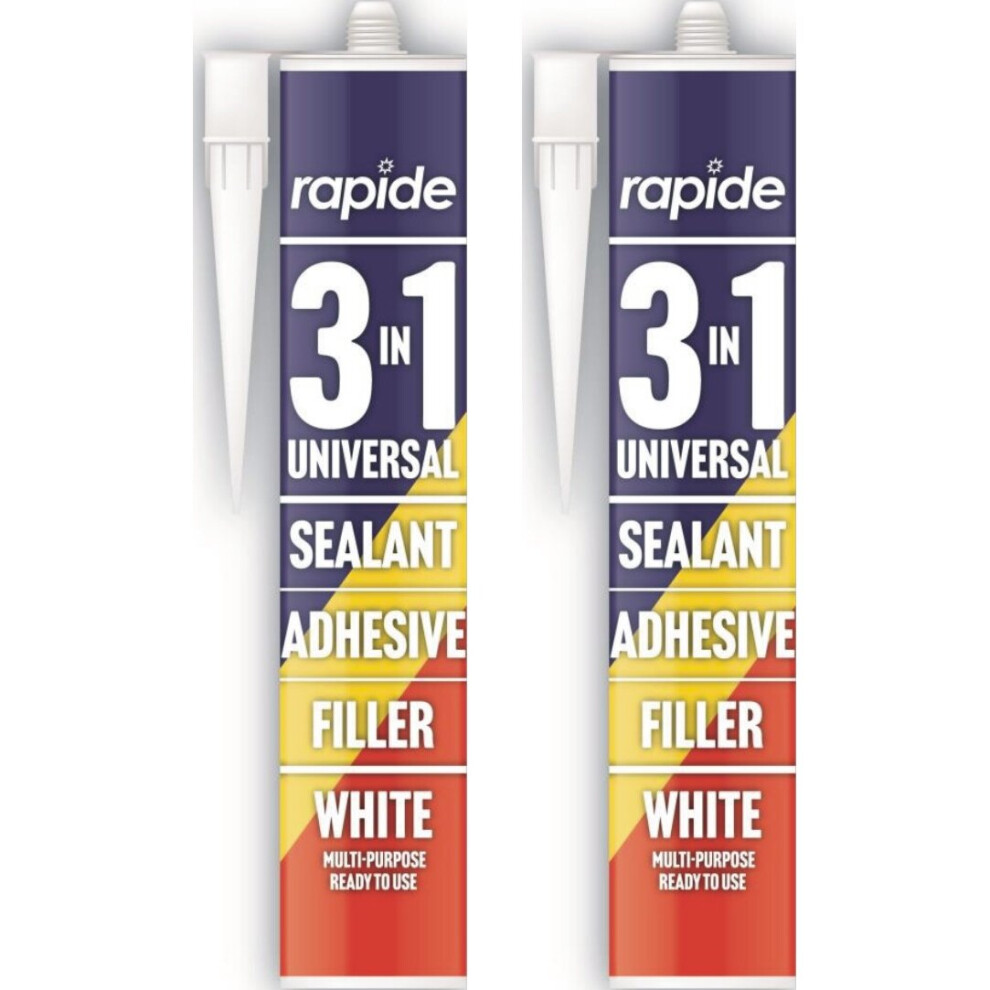 2 x 260ml Rapide 3in1 Universal Sealant Adhesive & Multipurpose Filler