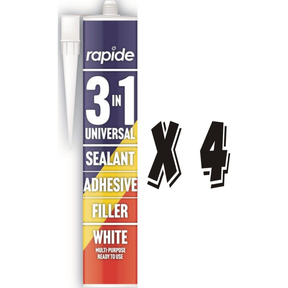 4 x 260ml Rapide 3in1 Universal Sealant Adhesive & Multipurpose Filler