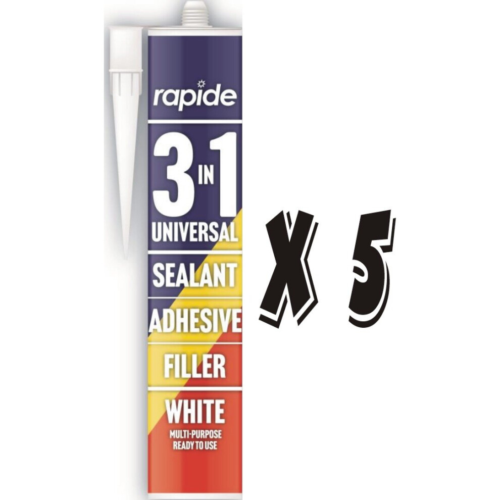 5 x 260ml Rapide 3in1 Universal Sealant Adhesive & Multipurpose Filler